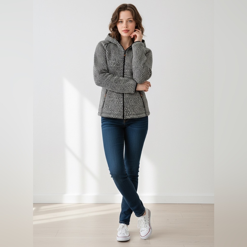 Eddie Bauer Black and White Geometric Utility Jacket